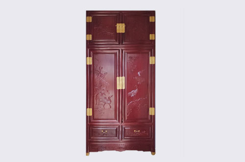 肥乡高端中式家居装修深红色纯实木衣柜